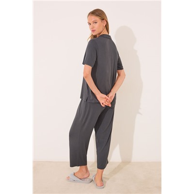 Pijama camisero Capri viscosa gris