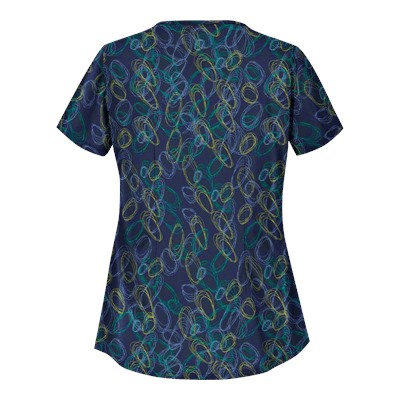 UA Twister Navy Asymmetrical Print Scrub Top