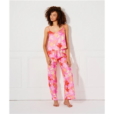Pantalón ancho con estampado de satén