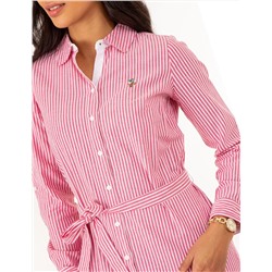 STRIPED MULTI-COLORED LOGO OXFORD DRESS