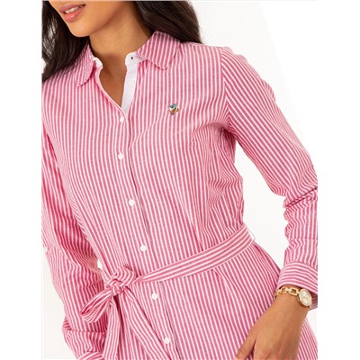 STRIPED MULTI-COLORED LOGO OXFORD DRESS