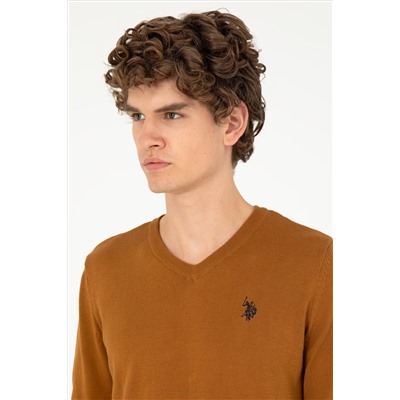 Erkek Slim Fit V Yaka Coconut Basic Kazak