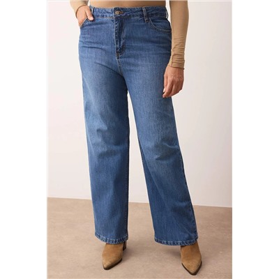 Mavi Yüksek Bel Geniş Paça Denim Büyük Beden Wide Leg Jeans TBBAW26CJ00001