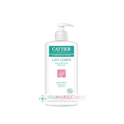 Cattier Lait Corps Nourrissant Beurre de Karité Géranium BIO 500ml