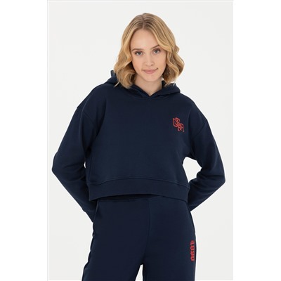 Kadın Lacivert Kapüşonlu Sweatshirt
