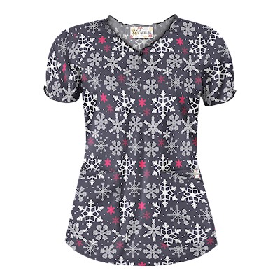 UA Sassy Snowflakes Granite Scrub Top