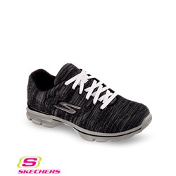 Skechers GOwalk3 Women's Black/Gray Contest Lace Up Shoe