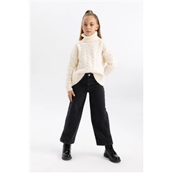 Defacto Kız Çocuk Wide Leg Yırtık Detaylı Geniş Paça Pantolon B3435A823WN