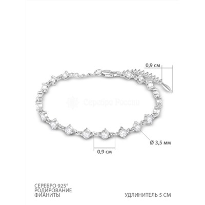 Браслет из серебра с фианитами родированные Бр-02р200