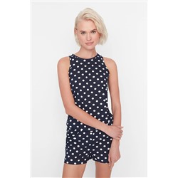TRENDYOLMİLLA Lacivert Puantiyeli Atlet-Şort Örme Pijama Takımı THMSS23PT00001