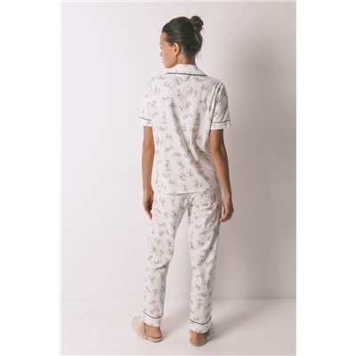 Pijama camisero largo 100% algodón blanco Piolín