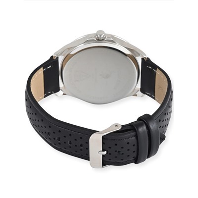 MENS PERFORATED BLACK STRAP ANALOG WATCH