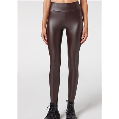 Leggings mit Leder-Effekt