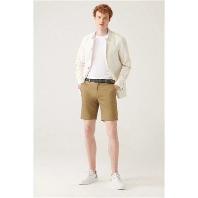 Avva Erkek Haki Esnek Belli Relaxed Fit Şort A21y3611 A21Y3611