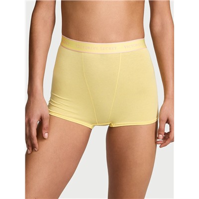 Logo Cotton High-Waist Boyshort Panty