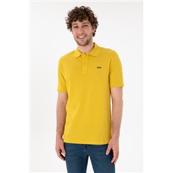 Erkek Regular Fit Polo Yaka Sarı Basic Tişört