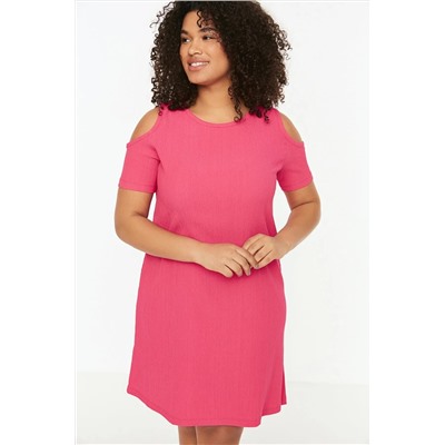 Fuşya A-line Cut-Out Detaylı Örme Elbise TBBSS22EL2986