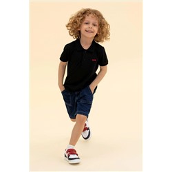 Erkek Çocuk Siyah Basic Polo Yaka Tişört