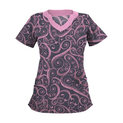 UA Windy Granite Print Scrub Top