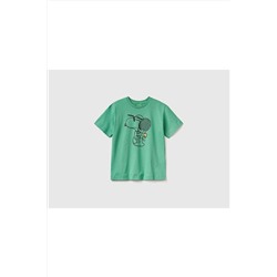 United Colors of Benetton Erkek Çocuk Nane Yeşili Peanut Baskılı T-shirt 223P3096C10CR-11N