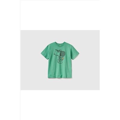 United Colors of Benetton Erkek Çocuk Nane Yeşili Peanut Baskılı T-shirt 223P3096C10CR-11N