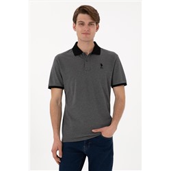 Erkek Regular Fit Polo Yaka Antrasit Melanj Basic Tişört