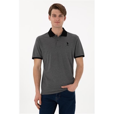 Erkek Regular Fit Polo Yaka Antrasit Melanj Basic Tişört