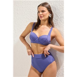 TRENDYOLMİLLA Mavi Balkonet Nervürlü Regular Bikini Takımı TBESS25BT00143