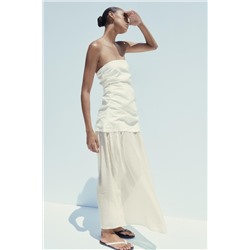 CONTRAST STRAPLESS MIDI DRESS