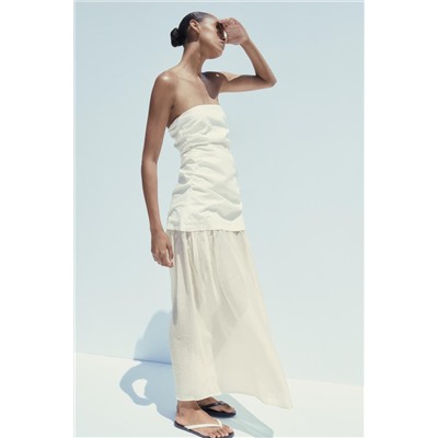 CONTRAST STRAPLESS MIDI DRESS
