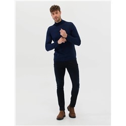 Açık Lacivert Slim Fit Balıkçı Yaka Basic Triko Kazak