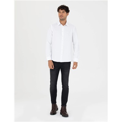 Beyaz Slim Fit Uzun Kollu Gömlek