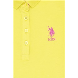 Kız Çocuk Neon Sarı Basic Polo Yaka Tişört
