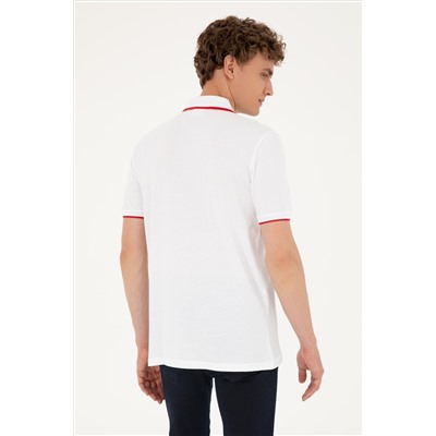 Erkek Regular Fit Polo Yaka Beyaz Tişört