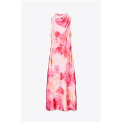 TIE-DYE SATIN MIDI DRESS
