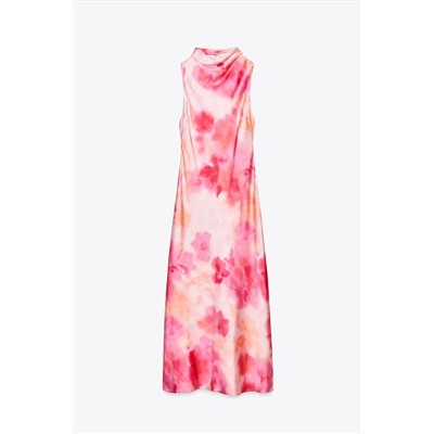 TIE-DYE SATIN MIDI DRESS