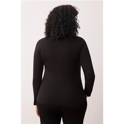 Siyah Kare Yaka Büzgü/Drape Detaylı Slim/Vücuda Oturan Örme Büyük Beden Bluz  TBBAW26AF00022
