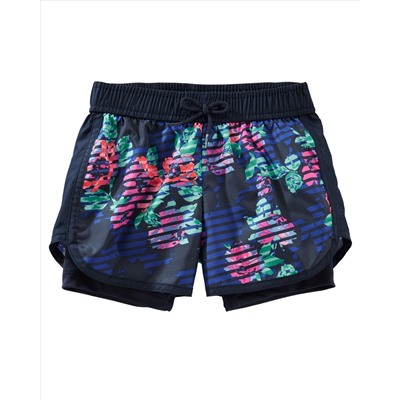 Layered Floral Active Shorts