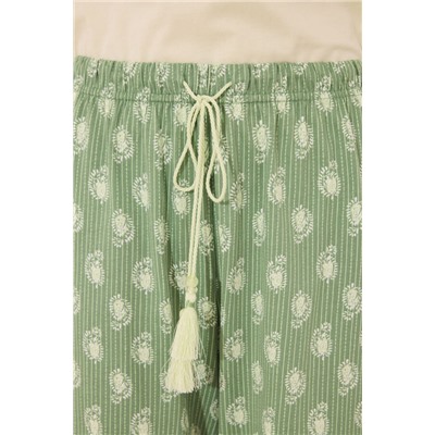 Pijama manga corta algodón estampado verde