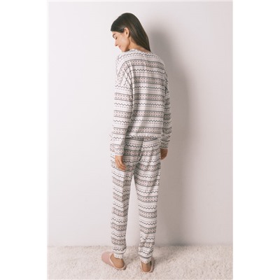 Pijama largo punto cálido suave cenfas multicolor