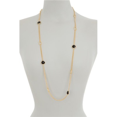 Rivka Friedman 18K Gold Clad 2 Row Cable & Onyx Necklace