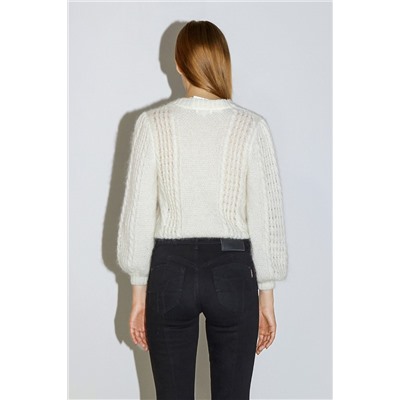 Cárdigan de mohair y lana Crudo
