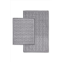 Bluenity Shell Doğal Pamuklu 2'li Banyo Kilim Seti 60x100 50x60 Cm Gri Shell01