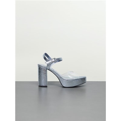 HIGH-HEEL SANDALS WITH VINYL DETAIL