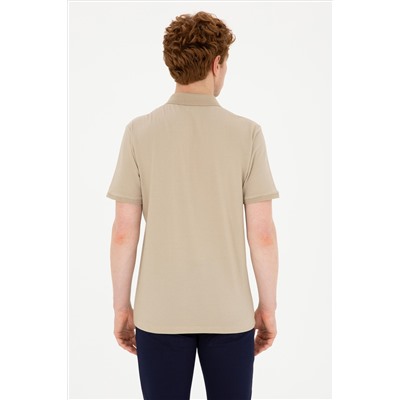Erkek Regular Fit Polo Yaka Açık Haki Tişört