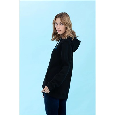 Siyah Kapüşonlu Basic Sweatshirt (Unisex)