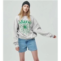 Свободный свитер из махрового хлопка  с принтом в виде ромашек и букв MardiMercred*i
