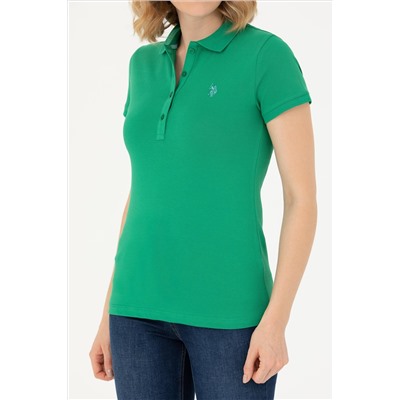 Kadın Yeşil Basic Polo Yaka Tişört