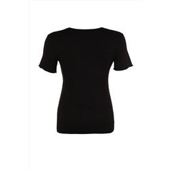 Siyah Fitted/Vücuda Oturan Fitilli Esnek Örme Bluz TBBSS23AF00087