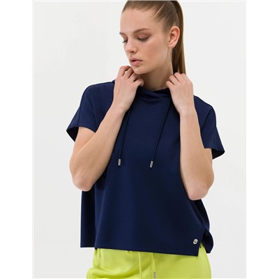 Lacivert Oversize Kapüşonlu Sweatshirt